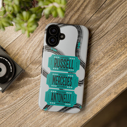 Mercedes F1 Phone Case Painted Ticket Stubs, Trendy F1 Gift, Formula 1 Gift, Cute F1 Phone Case