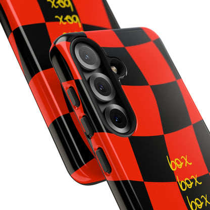 F1 Ferrari Black and Red Checkered Phone Case, Box Box Box F1 Phone Case