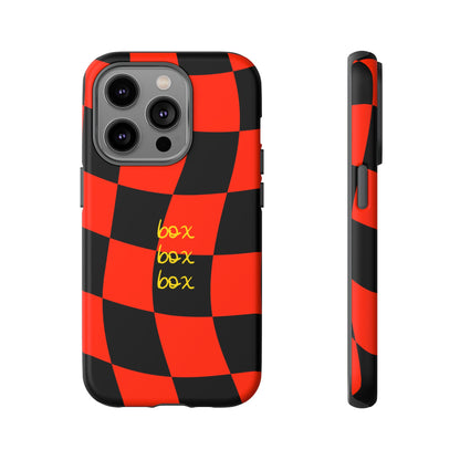 F1 Ferrari Black and Red Checkered Phone Case, Box Box Box F1 Phone Case