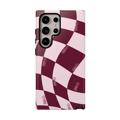 F1 Phone Case Pink Checkered Design, Trendy F1 Gift, Formula 1 Gift, Cute F1 Phone Case, Unique Formula One Phone Case