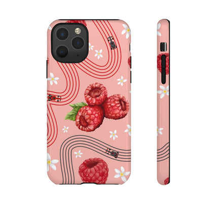 Red F1 Haas and Raspberries Phone Case, Trendy F1 Gift, Formula 1 Gift, Cute Fruit F1 Phone Case, Unique Phone Case