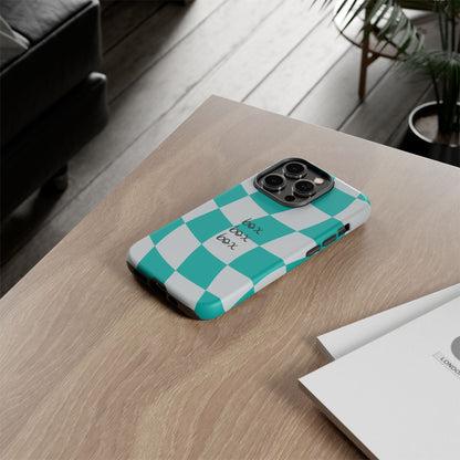 Mercedes Teal and Grey Checkered F1 Phone Case, Box Box Box F1 Phone Case
