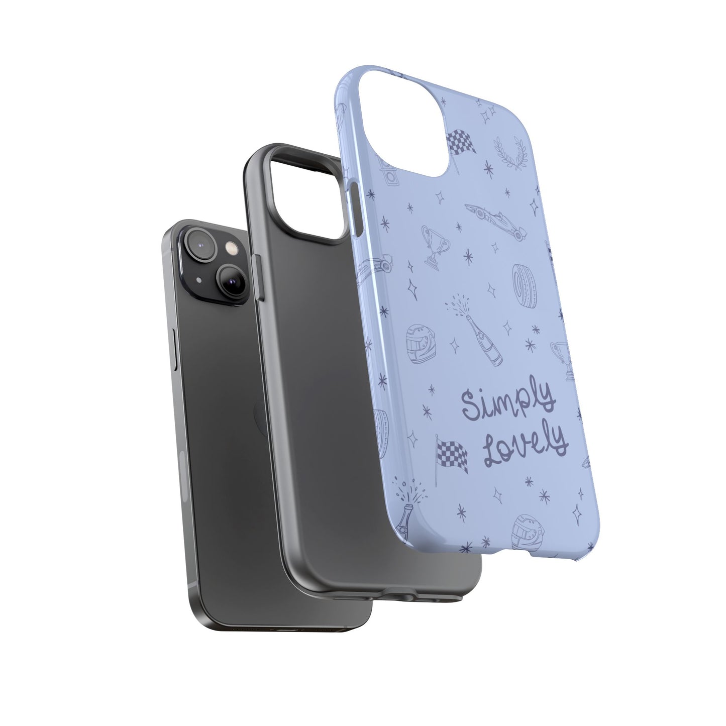 Blue Doodle "Simply Lovely" F1 Phone Case Design