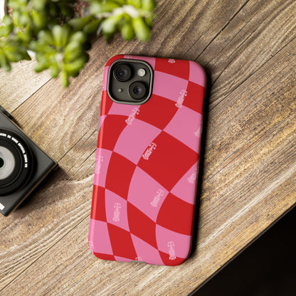 F1 Phone Case Pink and Red Checkerboard Design, Trendy F1 Gift, Girly Formula 1 Gift, Cute F1 Phone Case, Unique Formula One Phone Case