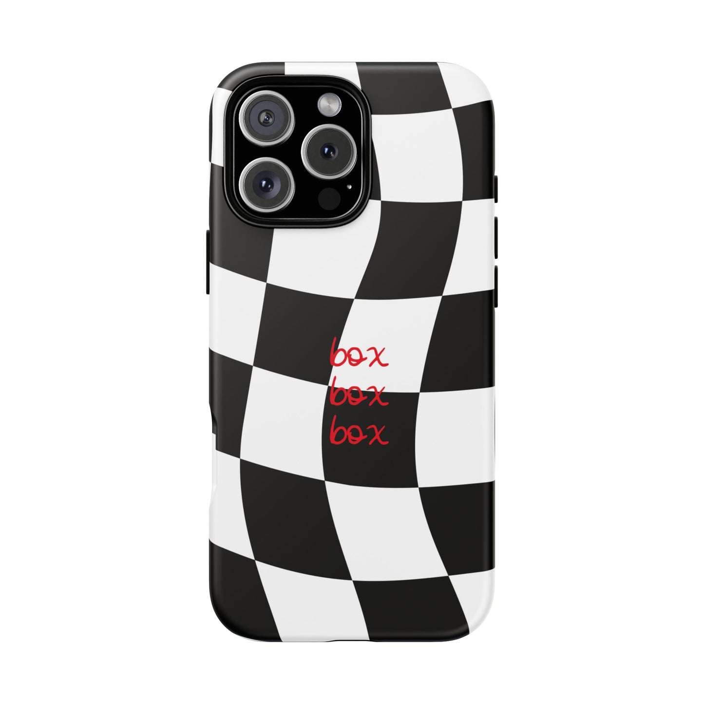 Black and Red Checkered F1 Phone Case, Box Box Box F1 Phone Case