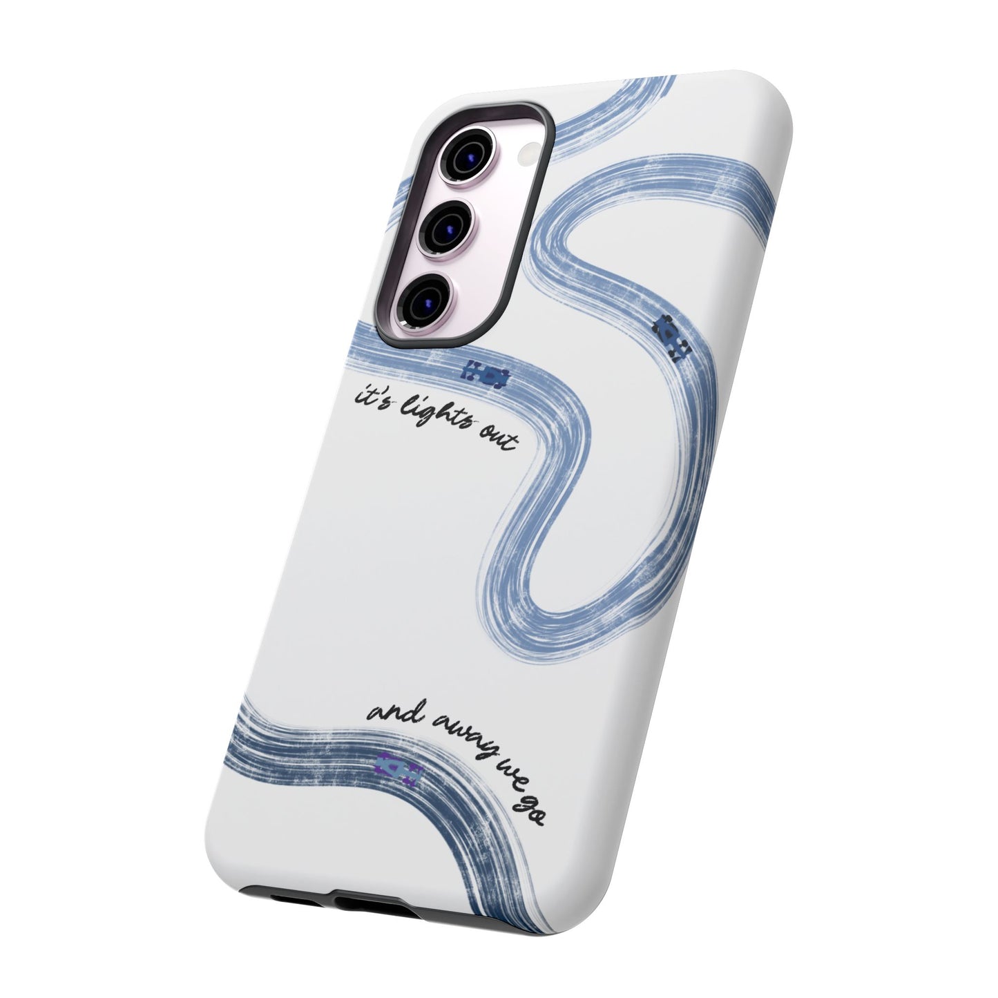 F1 Phone Case Blue Painted "its lights out and away we go", Trendy F1 Gift, Formula 1 Gift, Cute F1 Phone Case, Gift for F1 Fans