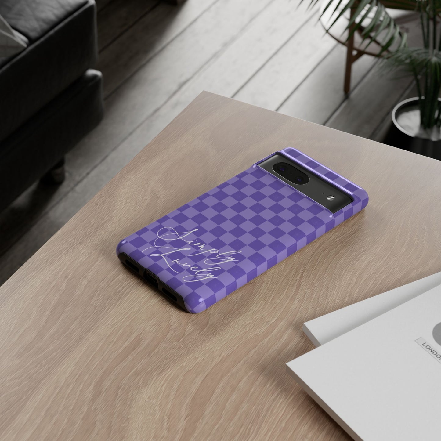 Simply Lovely Purple Checkered F1 Phone Case Design, Trendy F1 Gift, Formula 1 Gift, Cute F1 Phone Case