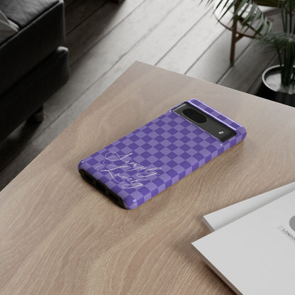 Simply Lovely Purple Checkered F1 Phone Case Design, Trendy F1 Gift, Formula 1 Gift, Cute F1 Phone Case