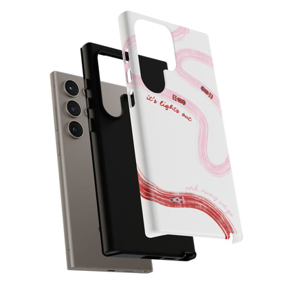 F1 Phone Case Pink and Red Painted "its lights out and away we go", Trendy F1 Gift, Formula 1 Gift, Cute F1 Phone Case, Unique Phone Case