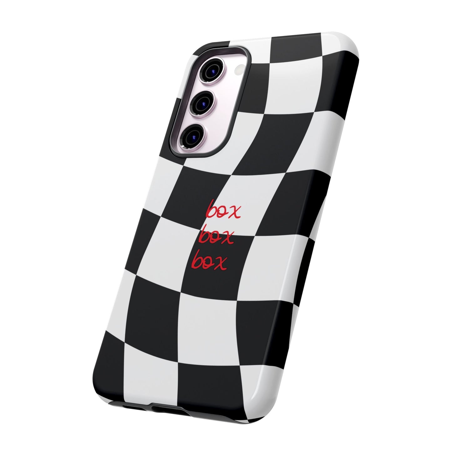 Black and Red Checkered F1 Phone Case, Box Box Box F1 Phone Case