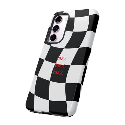 Black and Red Checkered F1 Phone Case, Box Box Box F1 Phone Case