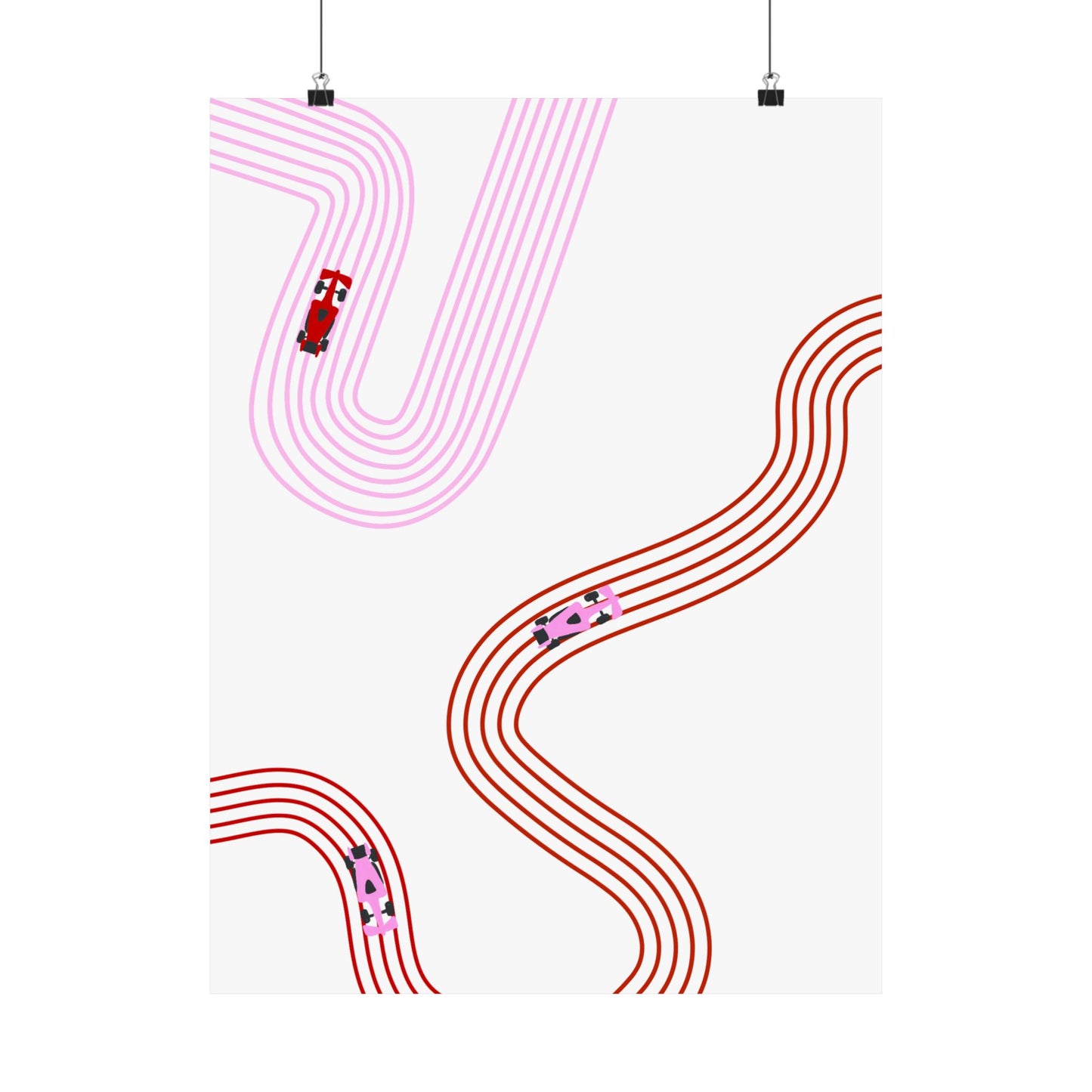 Pink and Red Abstract F1 Matte Vertical Poster | F1 Giclée Art Print (US SIZING)