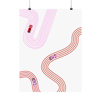 Pink and Red Abstract F1 Matte Vertical Poster | F1 Giclée Art Print (US SIZING)