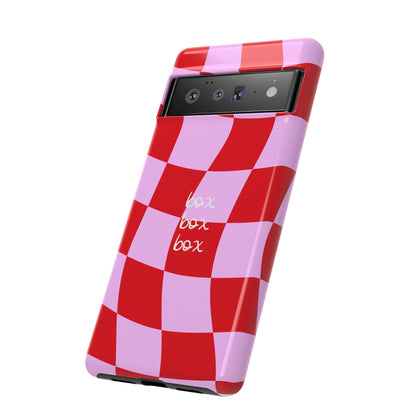 Pink and Red Checkered F1 Phone Case, Box Box Box F1 Phone Case