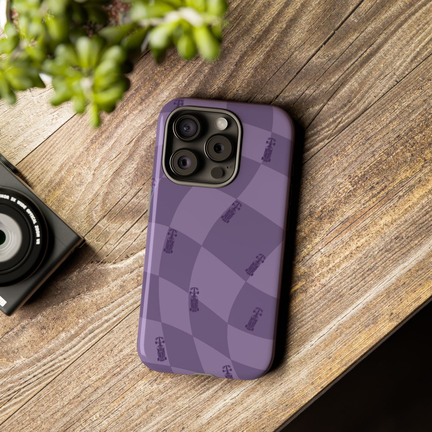 F1 Phone Case Purple Checkered Design, Trendy F1 Gift, Formula 1 Gift, Cute F1 Phone Case, Unique Formula One Phone Case
