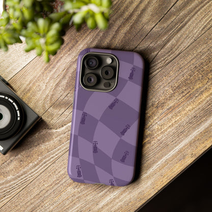 F1 Phone Case Purple Checkered Design, Trendy F1 Gift, Formula 1 Gift, Cute F1 Phone Case, Unique Formula One Phone Case