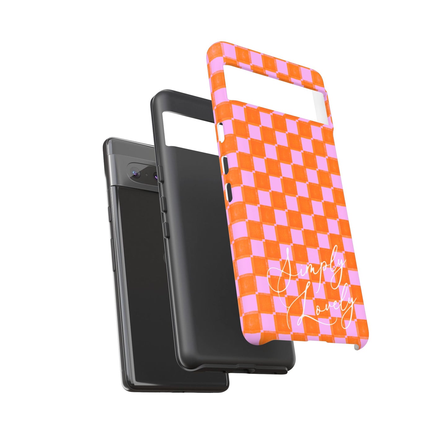 Simply Lovely Orange and Pink Checkered F1 Phone Case Design, Trendy F1 Gift, Formula 1 Gift, Cute F1 Phone Case