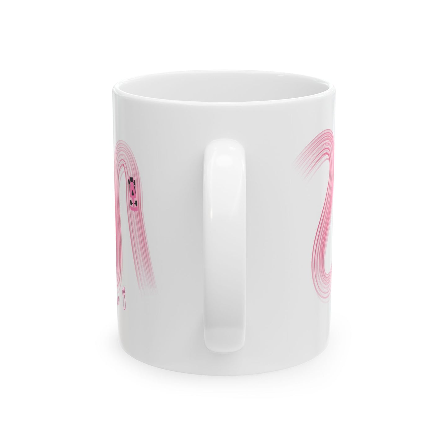Pink Painted F1  It's Lights Out and Away We Go Mug, Unique Gift for Coffee Lovers, Whimsical Formula 1 Gift