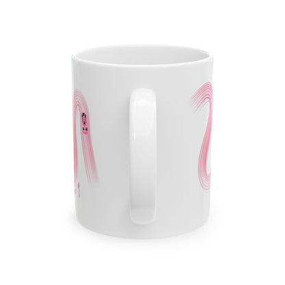 Pink Painted F1  It's Lights Out and Away We Go Mug, Unique Gift for Coffee Lovers, Whimsical Formula 1 Gift