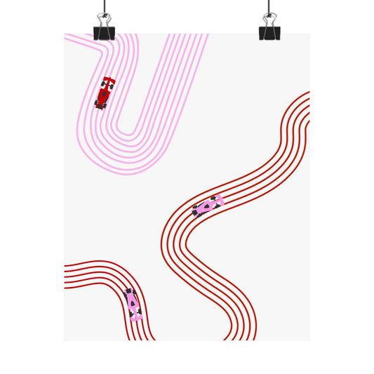 Pink and Red Abstract F1 Matte Vertical Poster | F1 Giclée Art Print (US SIZING)
