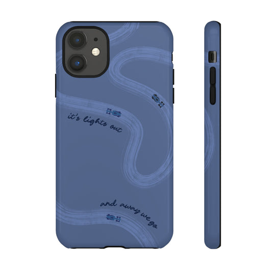 F1 Phone Case Monochrome Dark Blue Painted "its lights out and away we go", Trendy F1 Gift, Formula 1 Gift, Cute F1 Phone Case, Phone Case