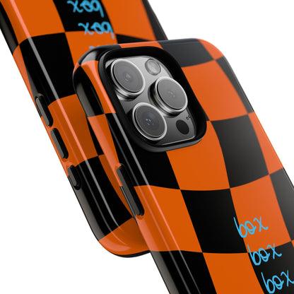 McLaren Orange and Black Checkered F1 Phone Case, Box Box Box F1 Phone Case