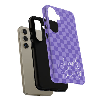 Simply Lovely Purple Checkered F1 Phone Case Design, Trendy F1 Gift, Formula 1 Gift, Cute F1 Phone Case