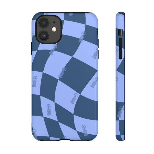 F1 Phone Case Blue Checkerboard Design, Trendy F1 Gift, Formula 1 Gift, Cute F1 Phone Case, Unique Formula One Phone Case