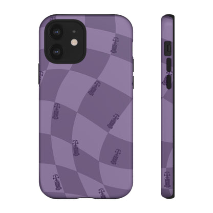 F1 Phone Case Purple Checkered Design, Trendy F1 Gift, Formula 1 Gift, Cute F1 Phone Case, Unique Formula One Phone Case