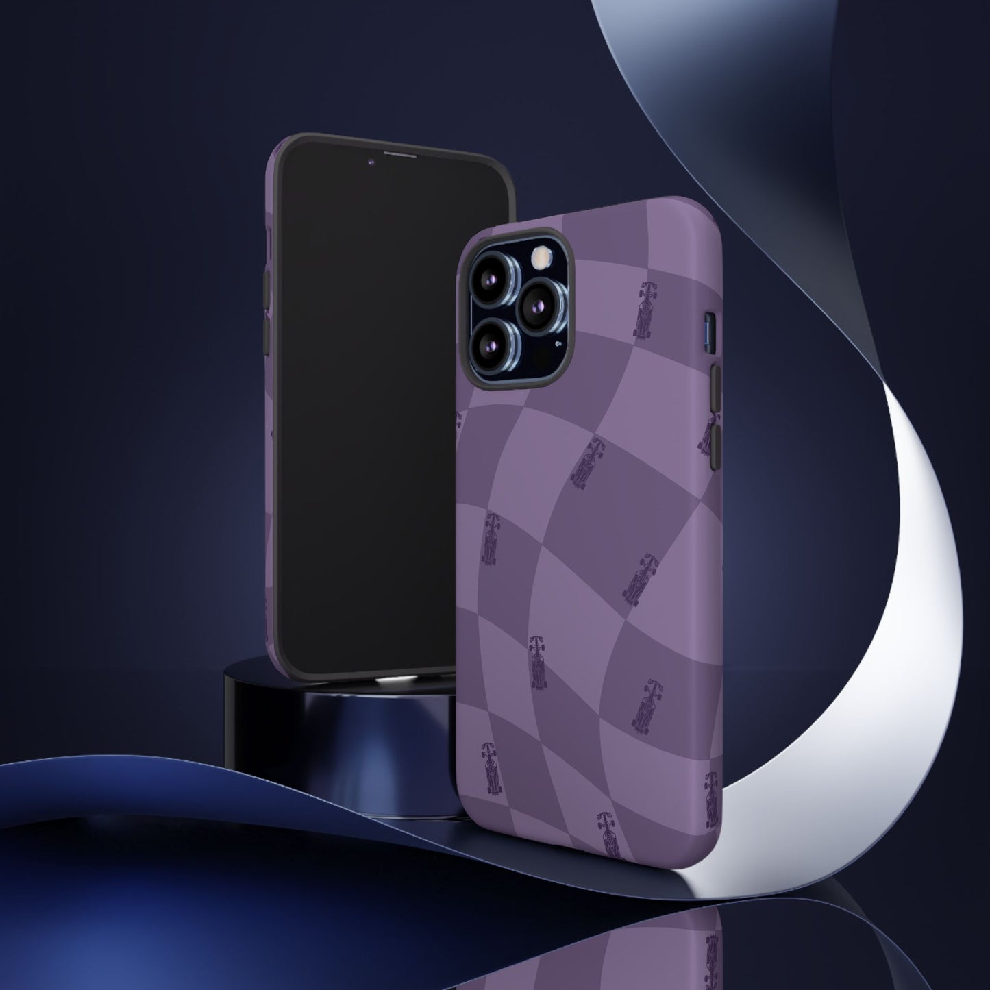F1 Phone Case Purple Checkered Design, Trendy F1 Gift, Formula 1 Gift, Cute F1 Phone Case, Unique Formula One Phone Case