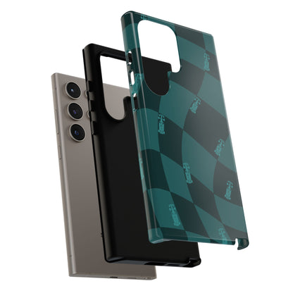F1 Phone Case Teal Checkered Design, Trendy F1 Gift, Formula 1 Gift, Cute F1 Phone Case, Unique Formula One Phone Case