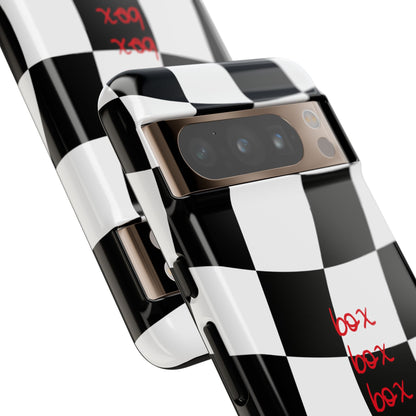 Black and Red Checkered F1 Phone Case, Box Box Box F1 Phone Case
