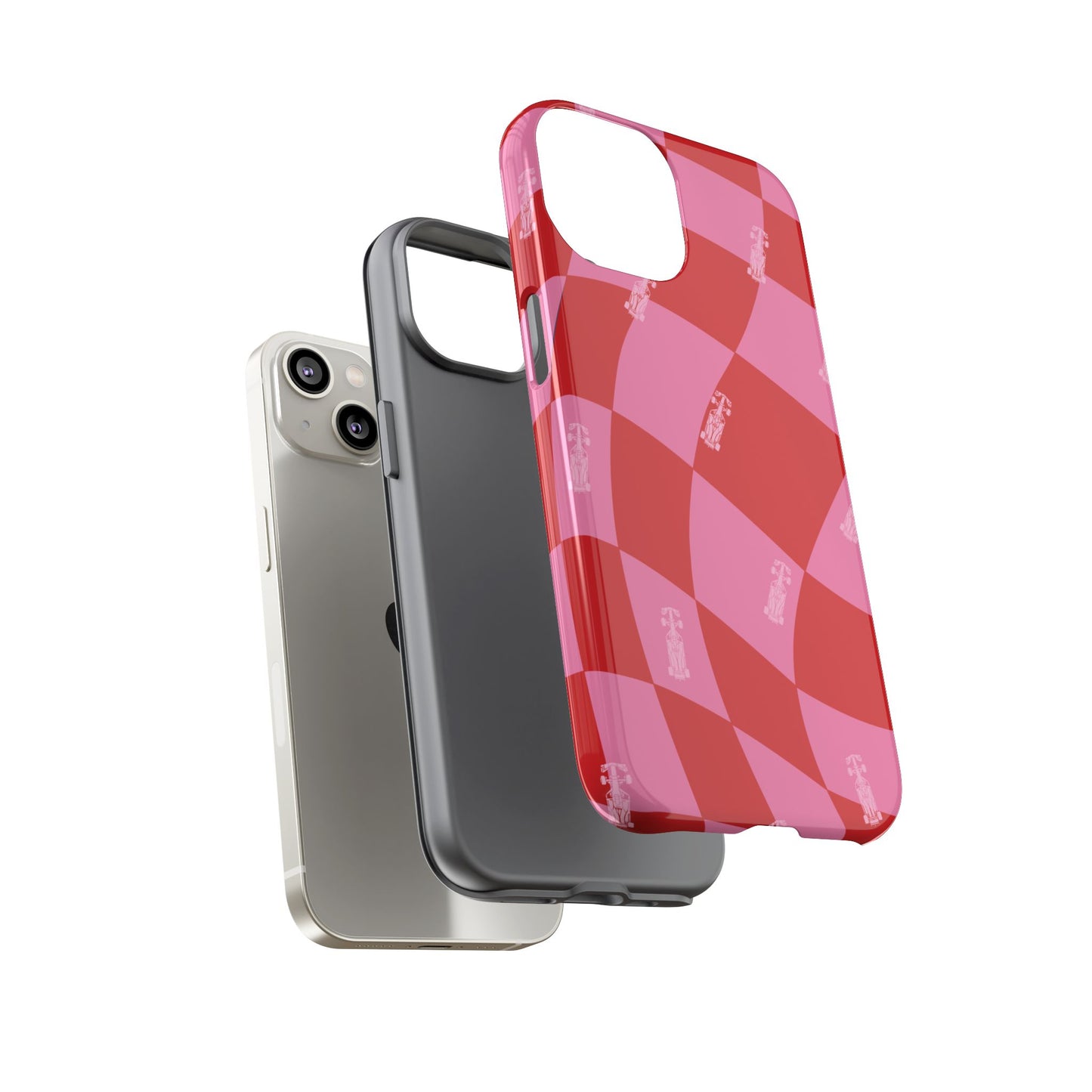 F1 Phone Case Pink and Red Checkerboard Design, Trendy F1 Gift, Girly Formula 1 Gift, Cute F1 Phone Case, Unique Formula One Phone Case