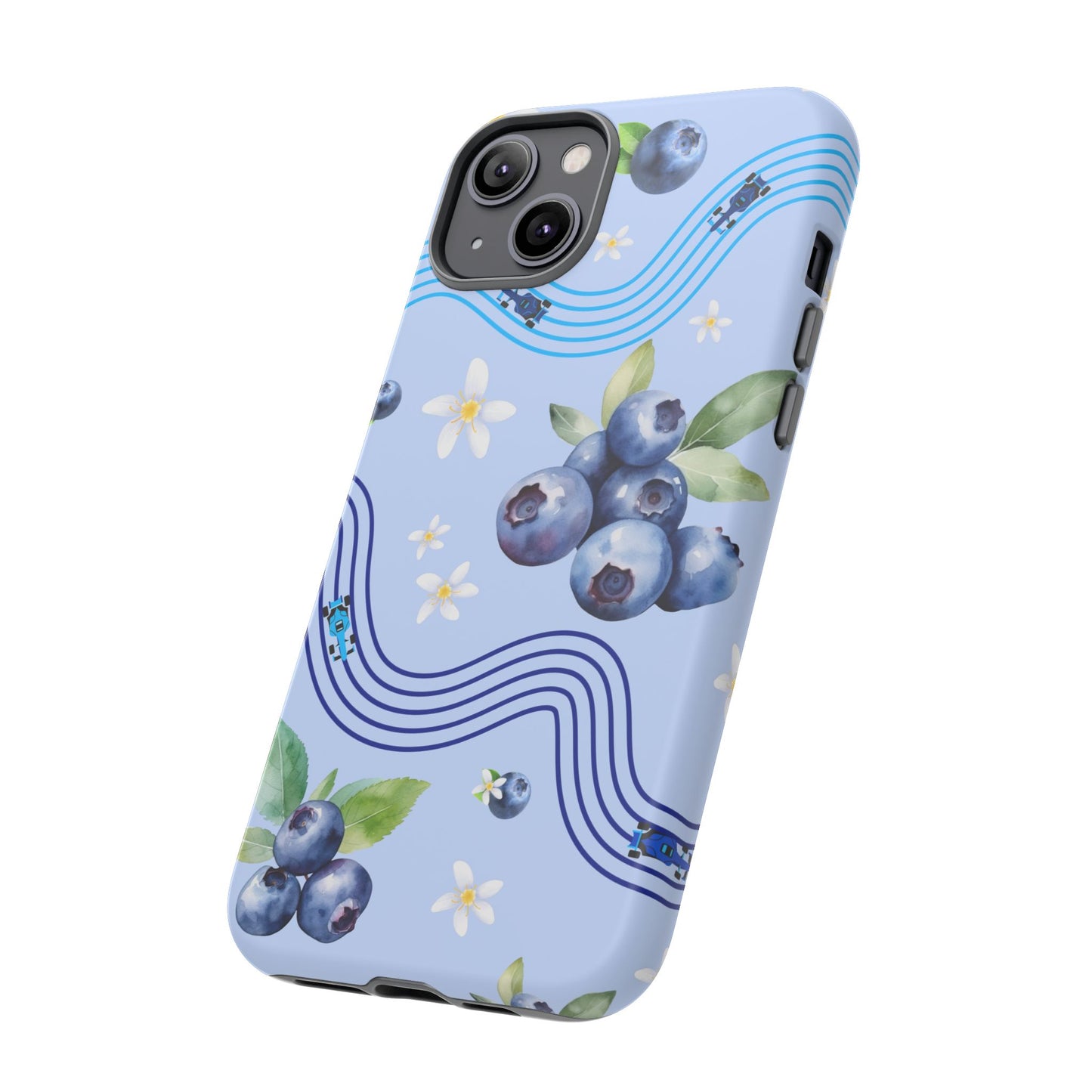 Blue F1 Williams and Blueberries Phone Case, Trendy F1 Gift, Formula 1 Gift, Cute Fruit F1 Phone Case, Unique Phone Case