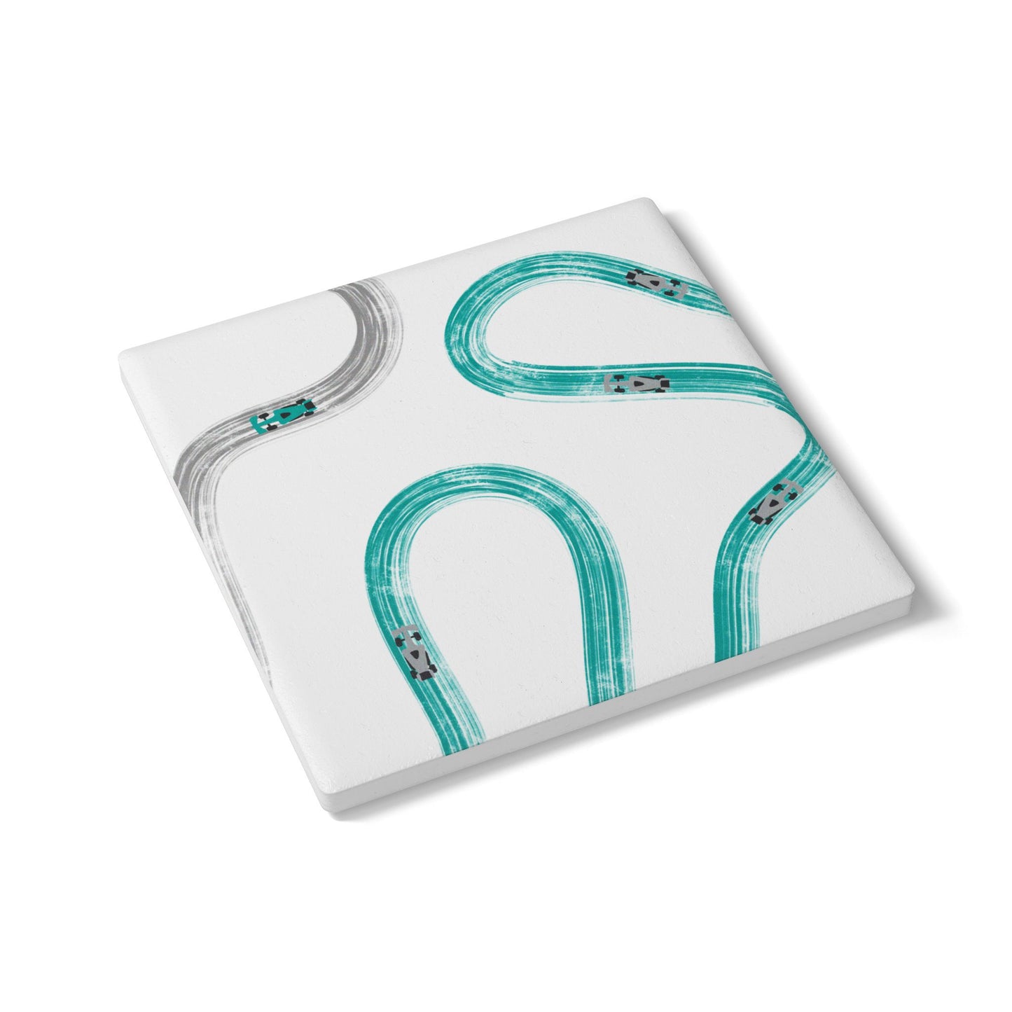 F1 Mercedes Ceramic Coaster - Teal and Gray Painted Tracks