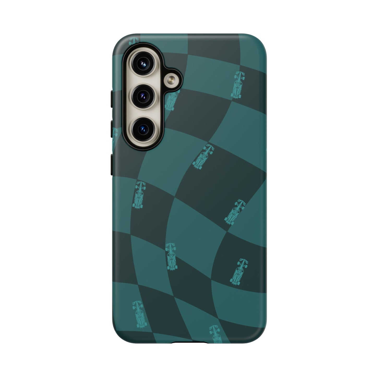 F1 Phone Case Teal Checkered Design, Trendy F1 Gift, Formula 1 Gift, Cute F1 Phone Case, Unique Formula One Phone Case