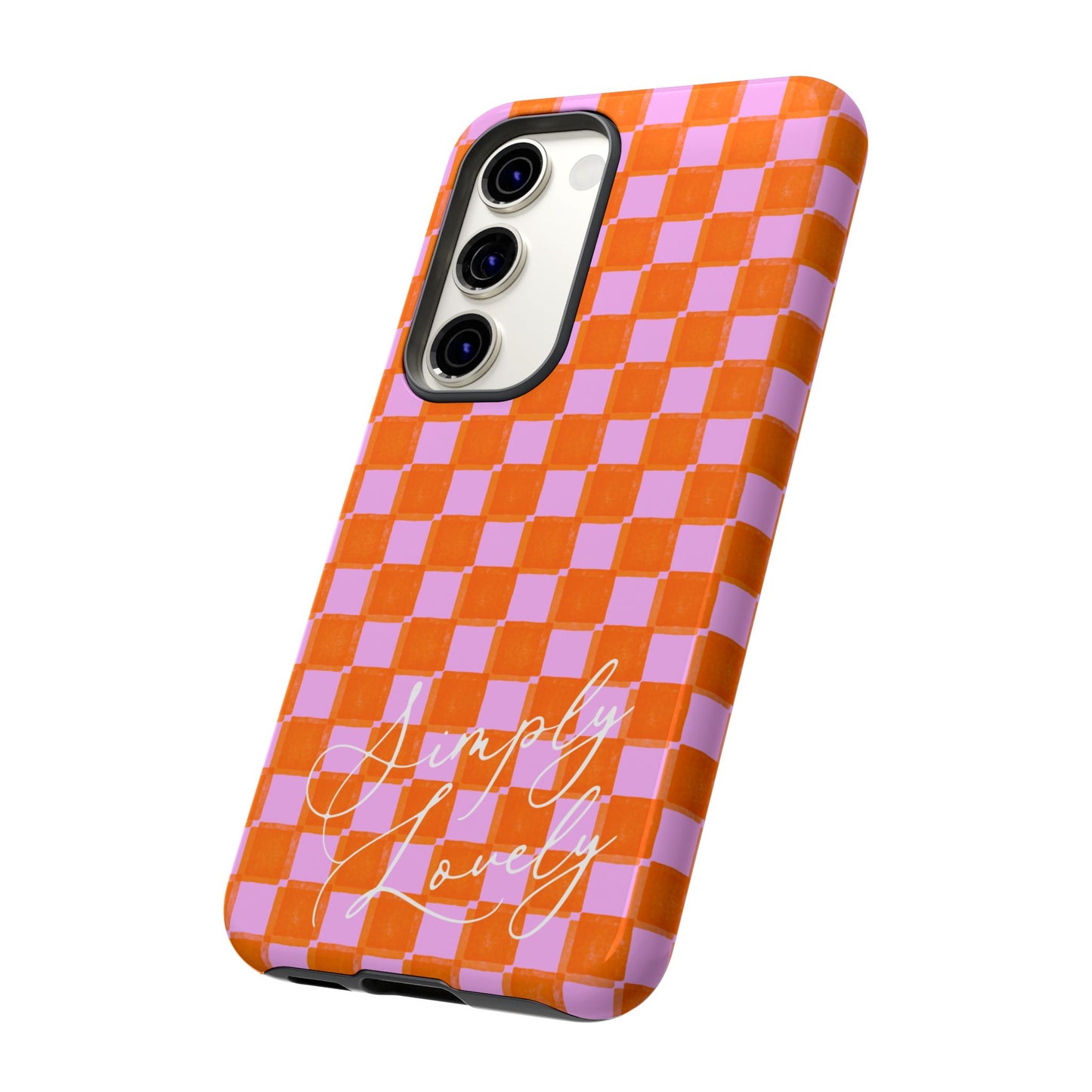 Simply Lovely Orange and Pink Checkered F1 Phone Case Design, Trendy F1 Gift, Formula 1 Gift, Cute F1 Phone Case