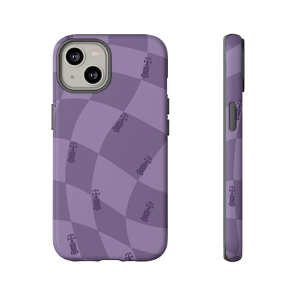 F1 Phone Case Purple Checkered Design, Trendy F1 Gift, Formula 1 Gift, Cute F1 Phone Case, Unique Formula One Phone Case