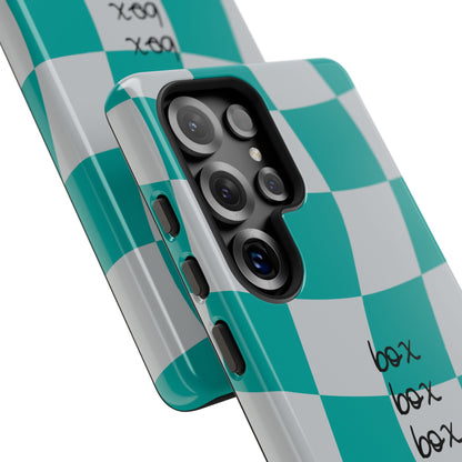 Mercedes Teal and Grey Checkered F1 Phone Case, Box Box Box F1 Phone Case
