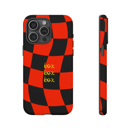 F1 Ferrari Black and Red Checkered Phone Case, Box Box Box F1 Phone Case