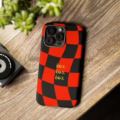 F1 Ferrari Black and Red Checkered Phone Case, Box Box Box F1 Phone Case