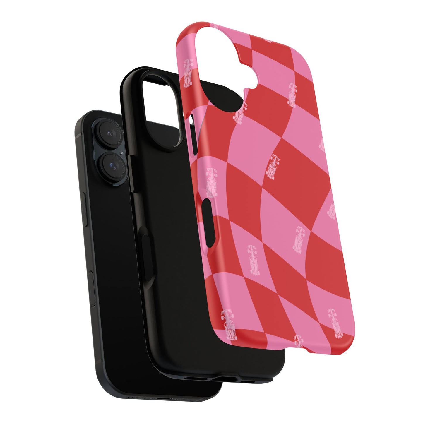 F1 Phone Case Pink and Red Checkerboard Design, Trendy F1 Gift, Girly Formula 1 Gift, Cute F1 Phone Case, Unique Formula One Phone Case