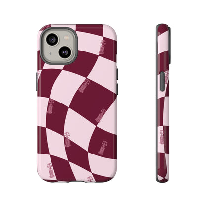 F1 Phone Case Pink Checkered Design, Trendy F1 Gift, Formula 1 Gift, Cute F1 Phone Case, Unique Formula One Phone Case