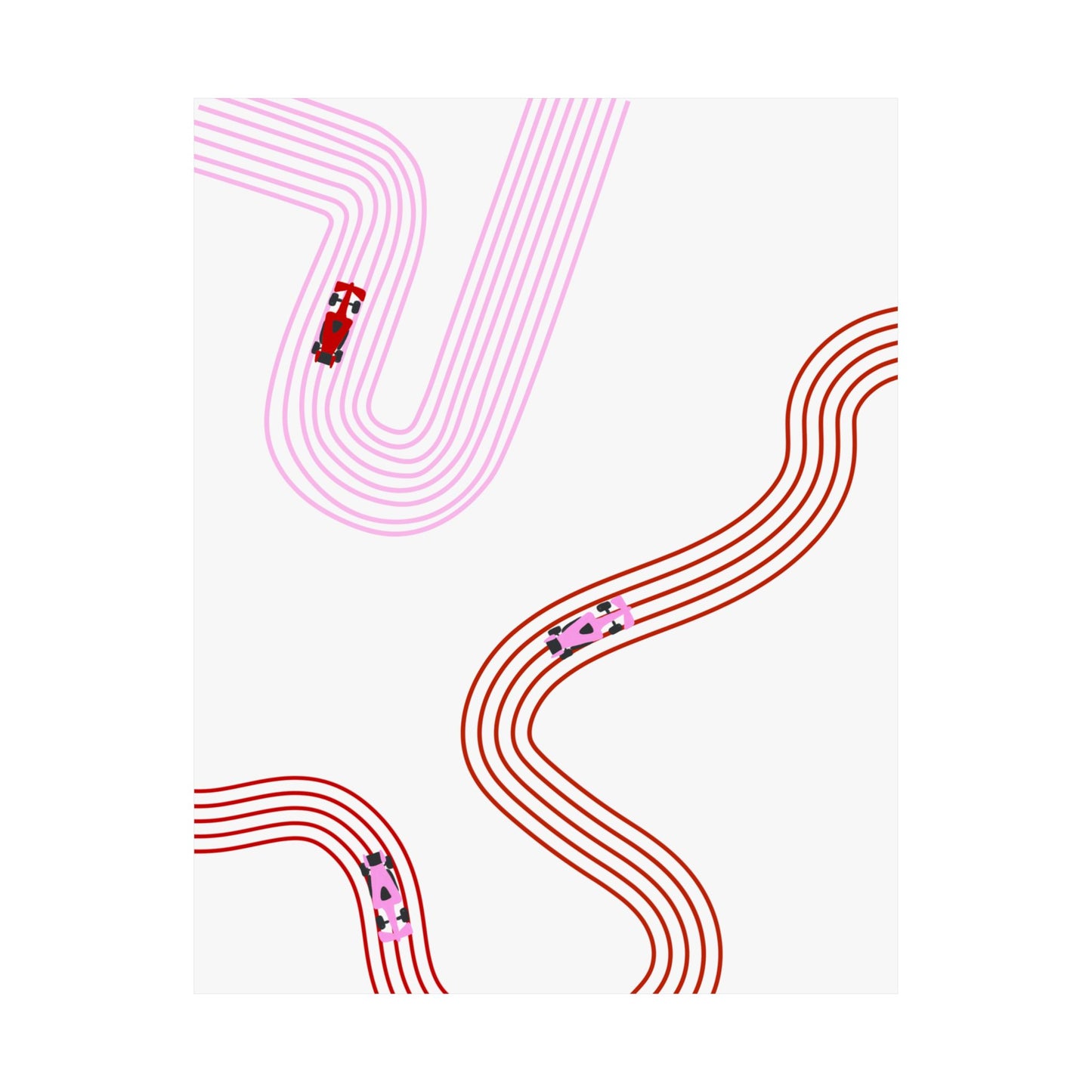 Pink and Red Abstract F1 Matte Vertical Poster | F1 Giclée Art Print (US SIZING)