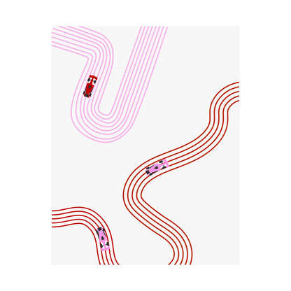 Pink and Red Abstract F1 Matte Vertical Poster | F1 Giclée Art Print (US SIZING)