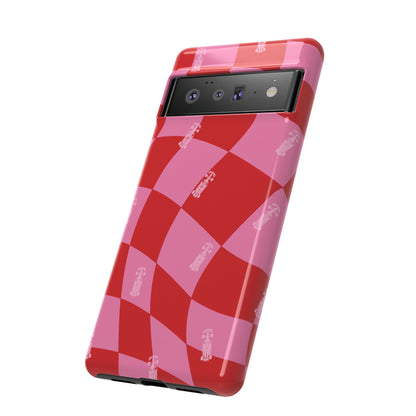 F1 Phone Case Pink and Red Checkerboard Design, Trendy F1 Gift, Girly Formula 1 Gift, Cute F1 Phone Case, Unique Formula One Phone Case
