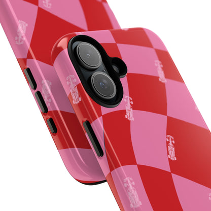 F1 Phone Case Pink and Red Checkerboard Design, Trendy F1 Gift, Girly Formula 1 Gift, Cute F1 Phone Case, Unique Formula One Phone Case