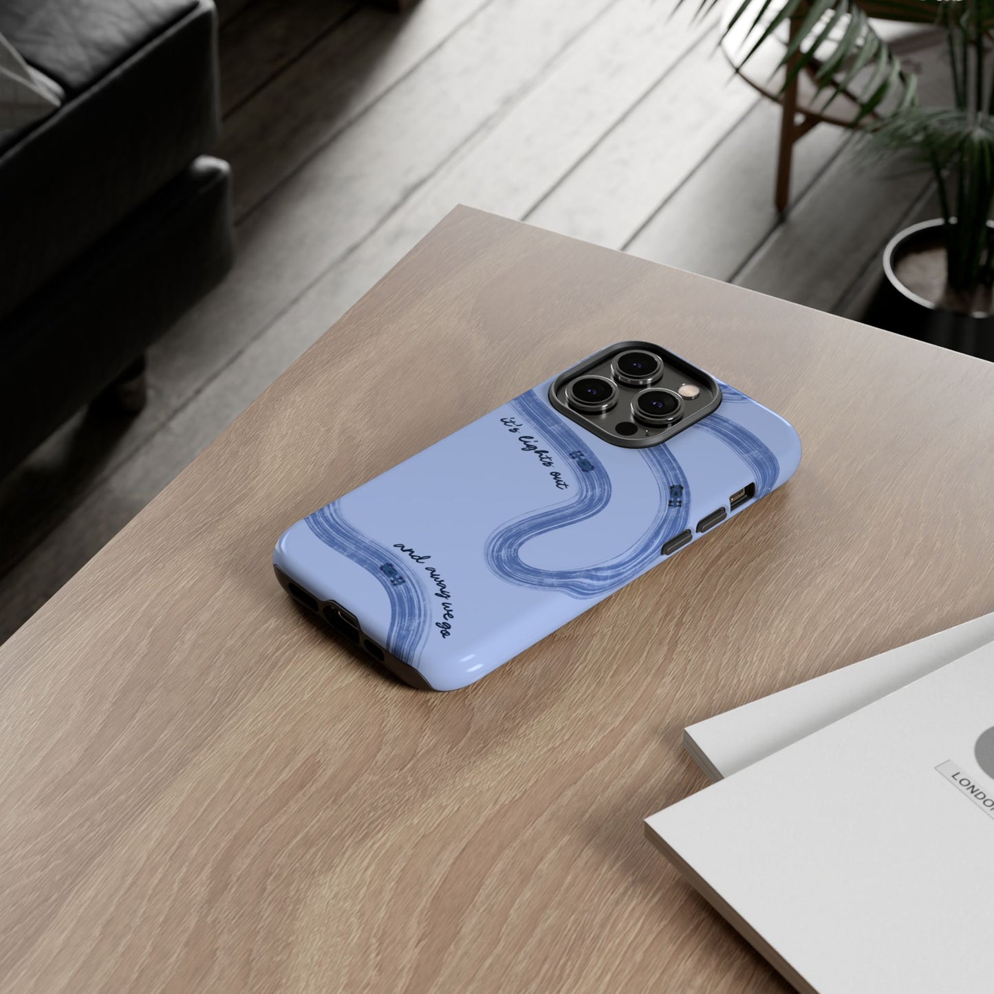 F1 Phone Case Monochrome Blue Painted "its lights out and away we go", Trendy F1 Gift, Formula 1 Gift, Cute F1 Phone Case, Phone Case