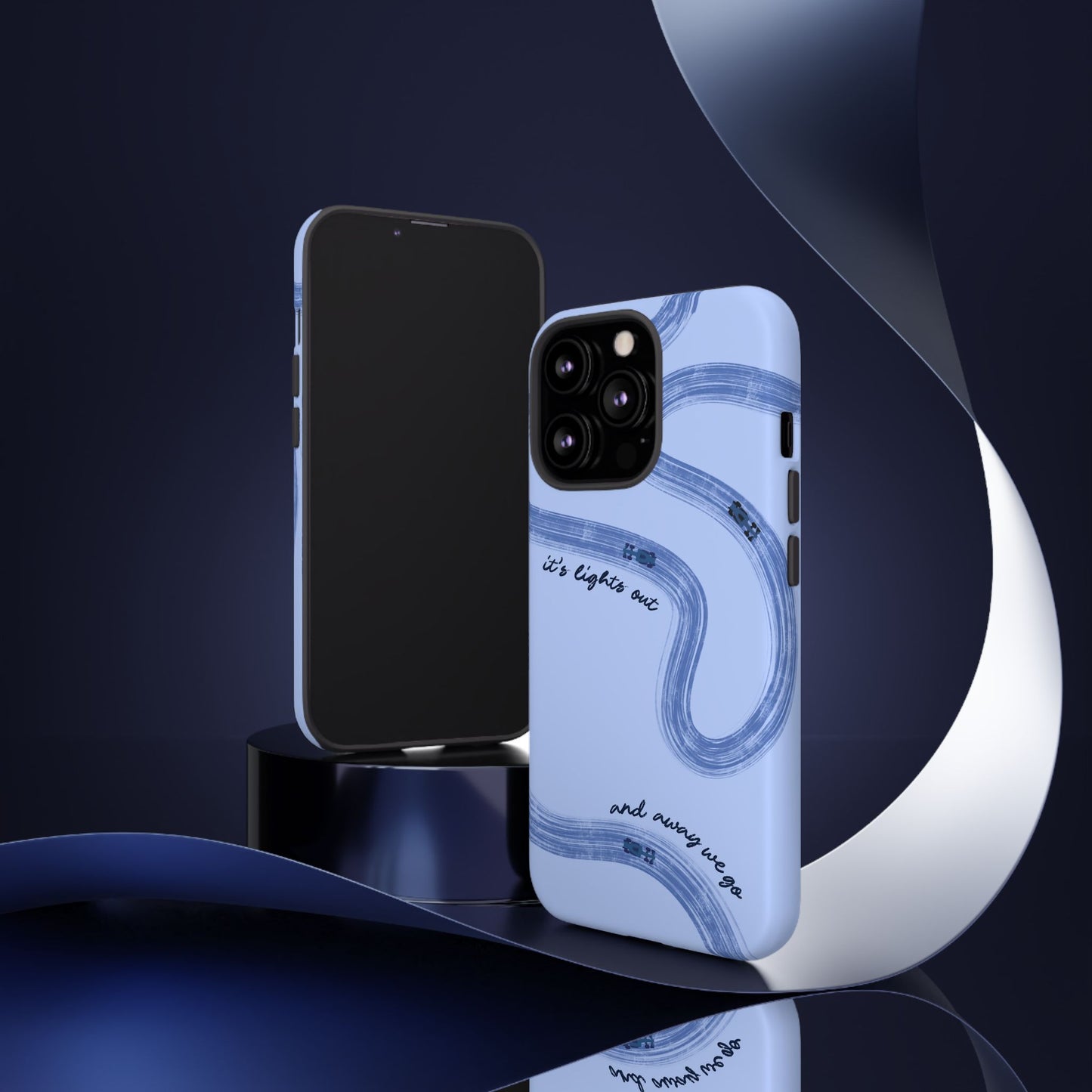 F1 Phone Case Monochrome Blue Painted "its lights out and away we go", Trendy F1 Gift, Formula 1 Gift, Cute F1 Phone Case, Phone Case