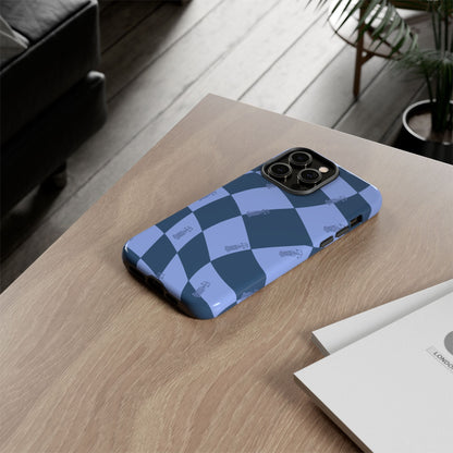 F1 Phone Case Blue Checkerboard Design, Trendy F1 Gift, Formula 1 Gift, Cute F1 Phone Case, Unique Formula One Phone Case